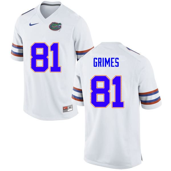 Men's NCAA Florida Gators Trevon Grimes #81 Stitched Authentic Nike White College Football Jersey USM3365ES